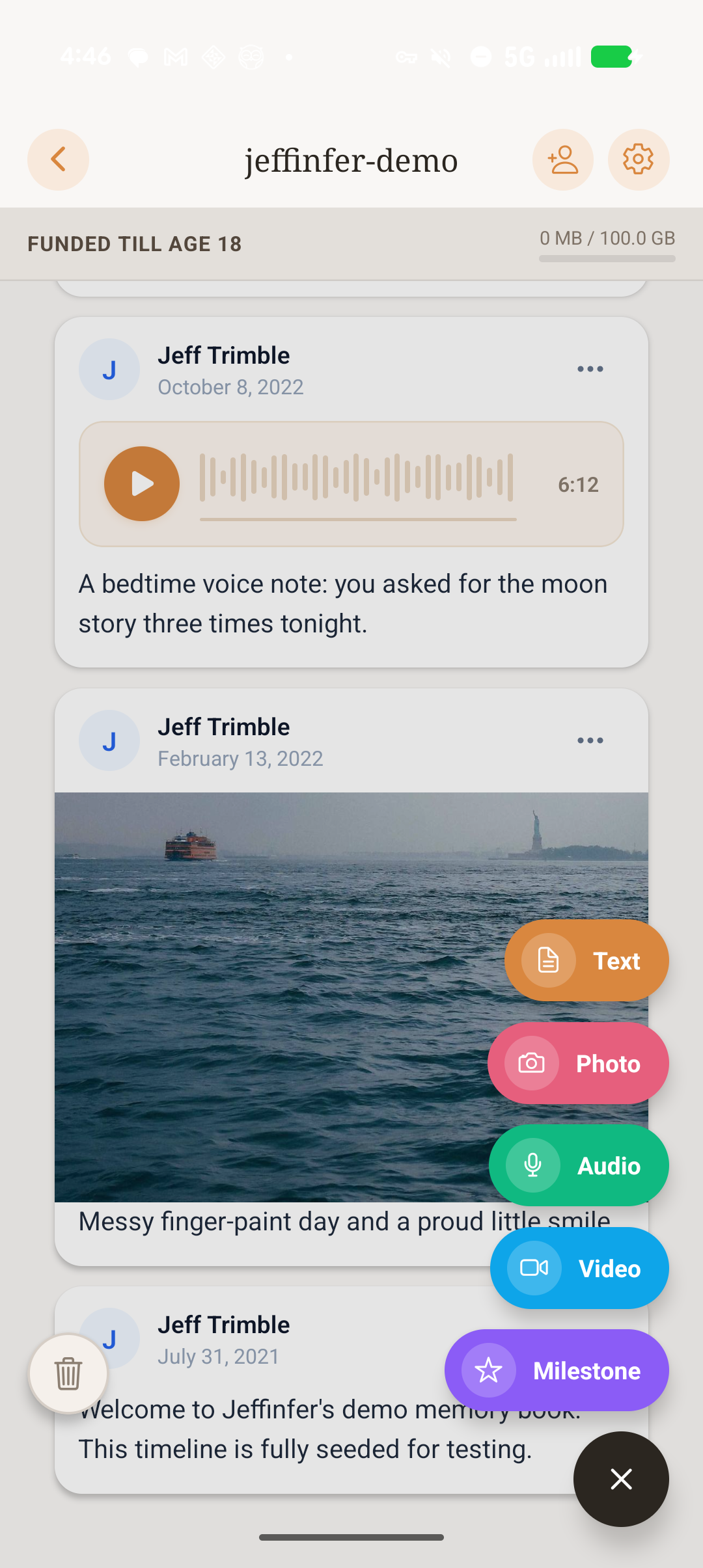 FM2Y app: voice notes