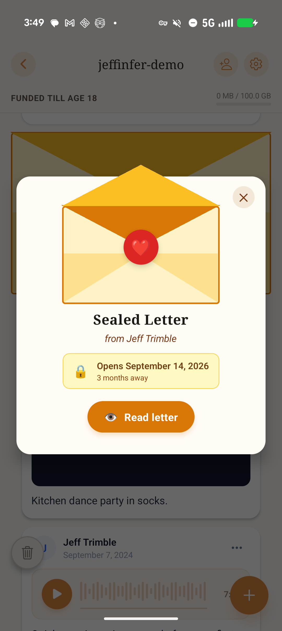 A sealed letter in the FM2Y app